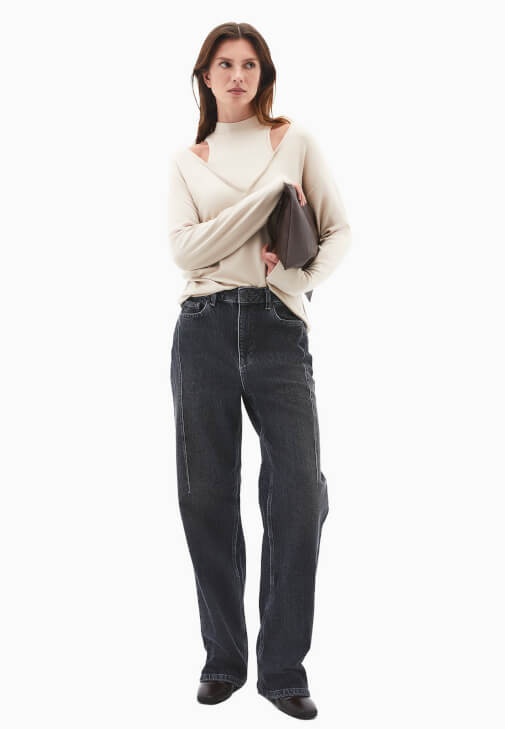 Yüksek Yaka Oversize Tişört - Görsel 9