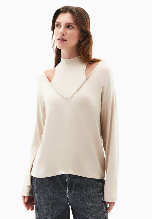 Yüksek Yaka Oversize Tişört - Görsel 2