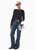 Bayan Siyah Sıfır Yaka Uzun Kollu Tişört