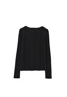 Bayan Siyah Sıfır Yaka Uzun Kollu Tişört