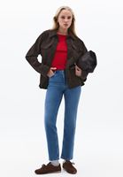 Bayan Kırmızı Sıfır Yaka Uzun Kollu Tişört