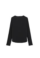 Bayan Siyah Loose-Fit Uzun Kollu Tişört