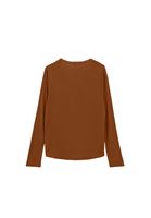 Bayan Kahverengi Loose-Fit Uzun Kollu Tişört