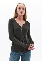 Bayan Yeşil Loose-Fit Uzun Kollu Tişört