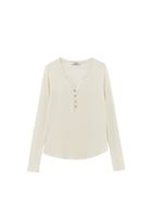 Bayan Krem Loose-Fit Uzun Kollu Tişört