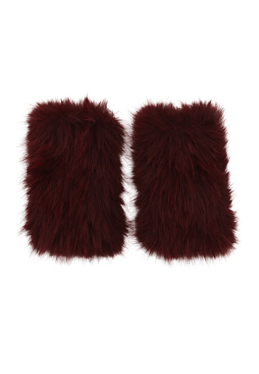 Bordo Peluş Detaylı Eldiven