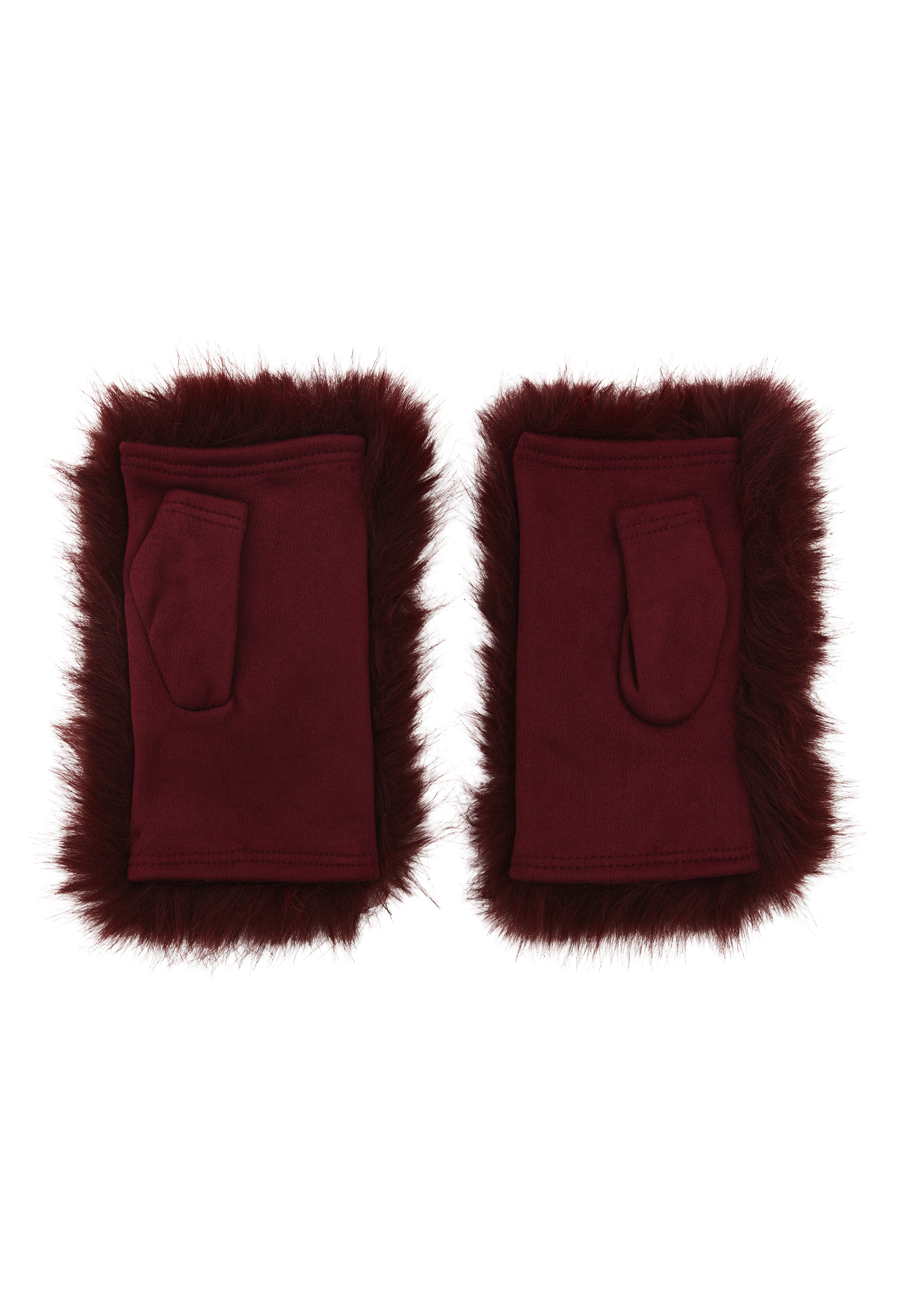 Bordo Peluş Detaylı Eldiven