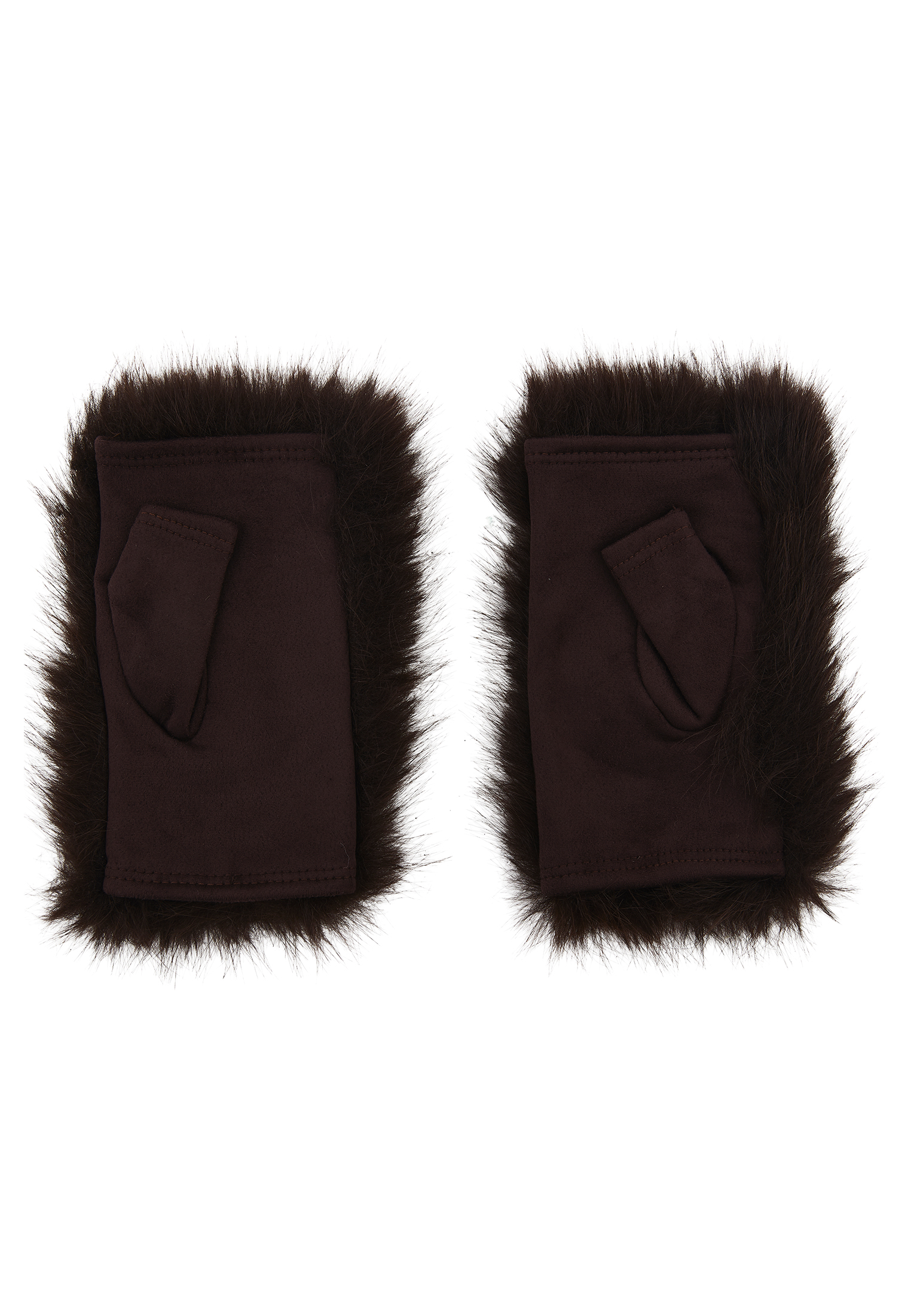 Kahverengi Peluş Detaylı Eldiven