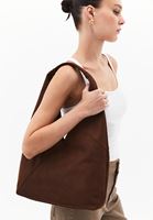 Women Brown Suede Shoulder Tote Bag