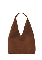 Women Brown Suede Shoulder Tote Bag