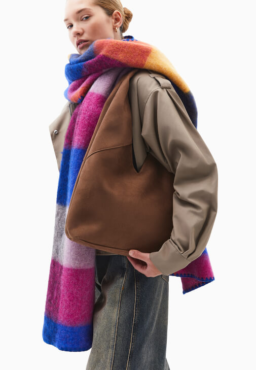 Kahverengi Askılı Tote Süet Çanta