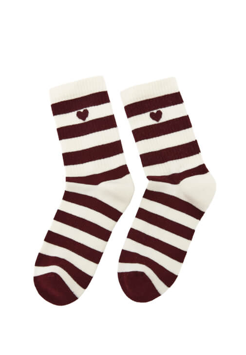 Bordo Çizgili Çorap