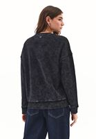 Bayan Siyah Yıkamalı Oversize Sweatshirt