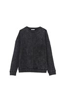 Bayan Siyah Yıkamalı Oversize Sweatshirt