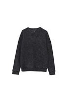 Bayan Siyah Yıkamalı Oversize Sweatshirt