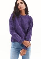 Bayan Mor Yıkamalı Oversize Sweatshirt