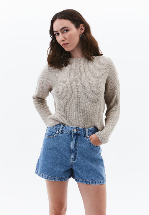 Bej Bot Yaka Triko Kazak