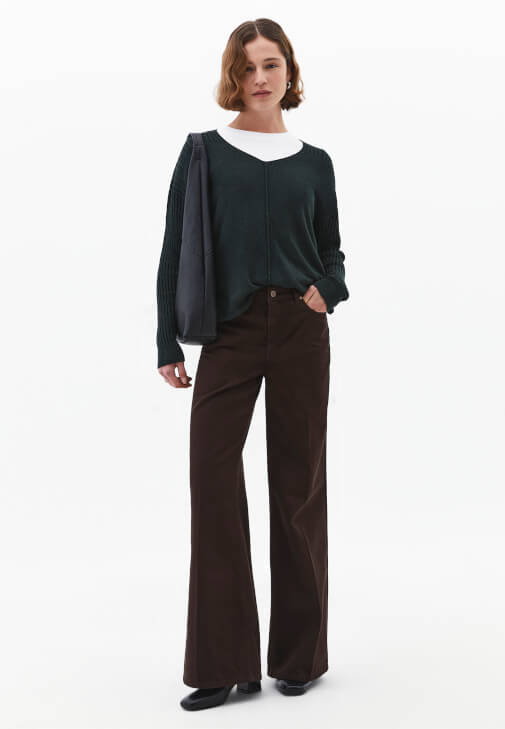 Kazak ve Boru Paça Pantolon Kombini