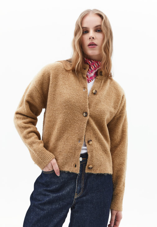  Yün Karışımlı Düğmeli Hırka