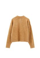 Bayan Bej Yün Karışımlı Düğmeli Hırka