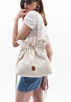 Bayan Krem Büzgülü Kol Çantası