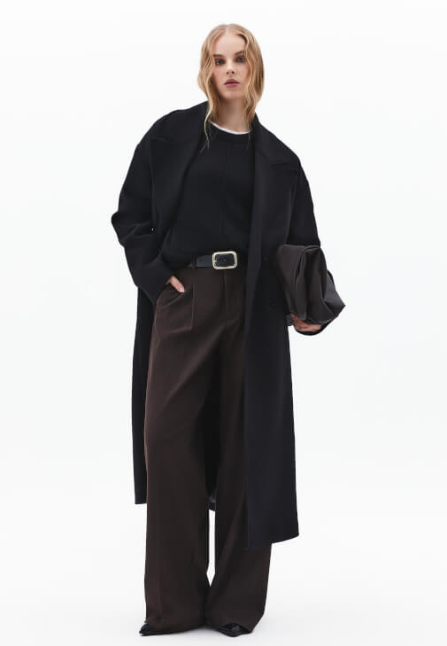 Kaşmir Kazak ve Bol Paça Pantolon Kombini