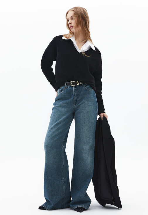 Kaşmir V Yaka Kazak ve Pantolon Kombini