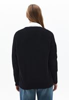 Bayan Siyah Kaşmir Karışımlı Yün Kazak