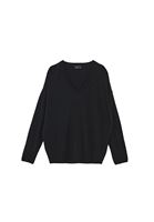 Bayan Siyah Kaşmir Karışımlı Yün Kazak