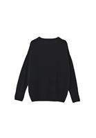 Bayan Siyah Kaşmir Karışımlı Yün Kazak