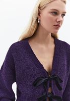 Bayan Mor Kurdele Detaylı Hırka