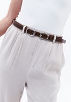 Bayan Kahverengi Çift Tokalı Kemer