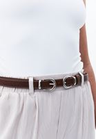 Bayan Kahverengi Çift Tokalı Kemer