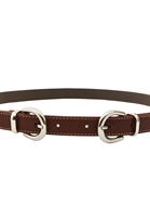 Bayan Kahverengi Çift Tokalı Kemer