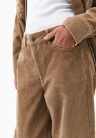 Bayan Bej Barrel-Fit Kadife Pantolon