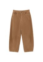 Bayan Bej Barrel-Fit Kadife Pantolon