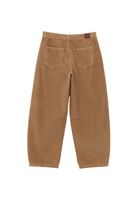 Bayan Bej Barrel-Fit Kadife Pantolon