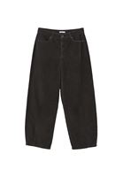 Bayan Yeşil Barrel-Fit Kadife Pantolon