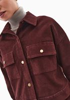 Bayan Kahverengi Oversize Crop Kadife Ceket