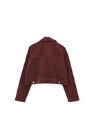 Bayan Kahverengi Oversize Crop Kadife Ceket