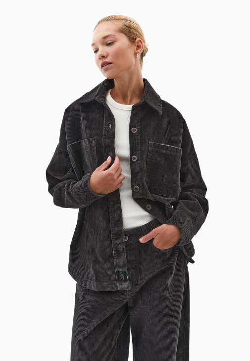 Yeşil Oversize Kadife Gömlek