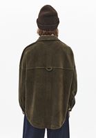 Bayan Yeşil Oversize Kadife Gömlek