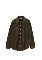 Bayan Yeşil Oversize Kadife Gömlek