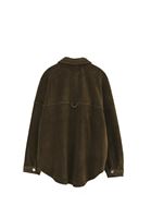 Bayan Yeşil Oversize Kadife Gömlek