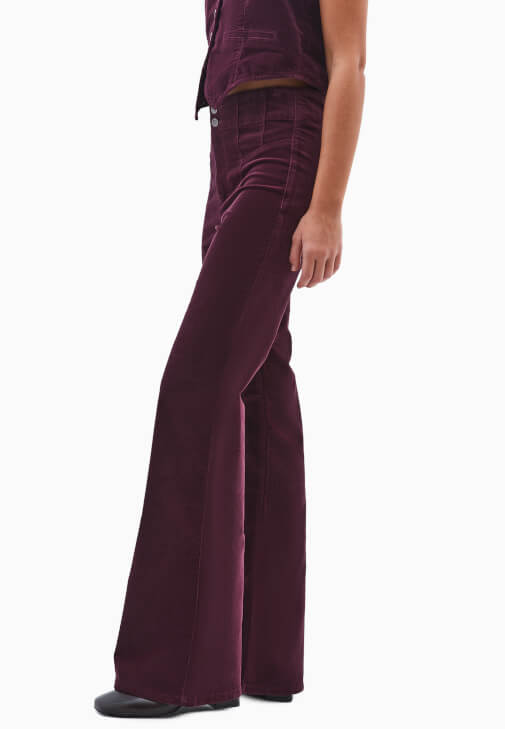 Kadife Flare Pantolon ve Yelek Kombini