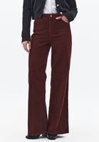 Bayan Kahverengi Wide-Leg Kadife Pantolon