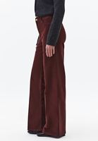 Bayan Kahverengi Wide-Leg Kadife Pantolon