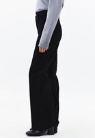 Bayan Siyah Wide-Leg Kadife Pantolon