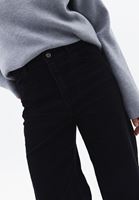 Bayan Siyah Wide-Leg Kadife Pantolon