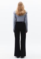 Bayan Siyah Wide-Leg Kadife Pantolon